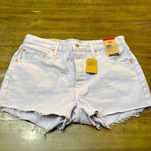 Levi’s lilac high rise shorts